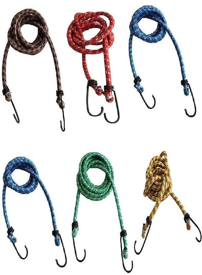 H B MSALA (DEVICE) HB MSALA High Strength Stretchable Elastic Rope/Bungee Cord for Hanging Clothes & Luggage | Heavy-Duty Tie Rope for Bikes, Travel & Home Use (6 Ft, Assorted, Pack of 6) - Image 1